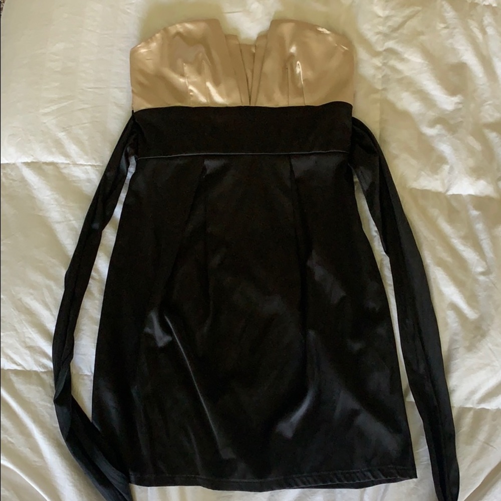 Formal black and gold Trixxi mini dress.